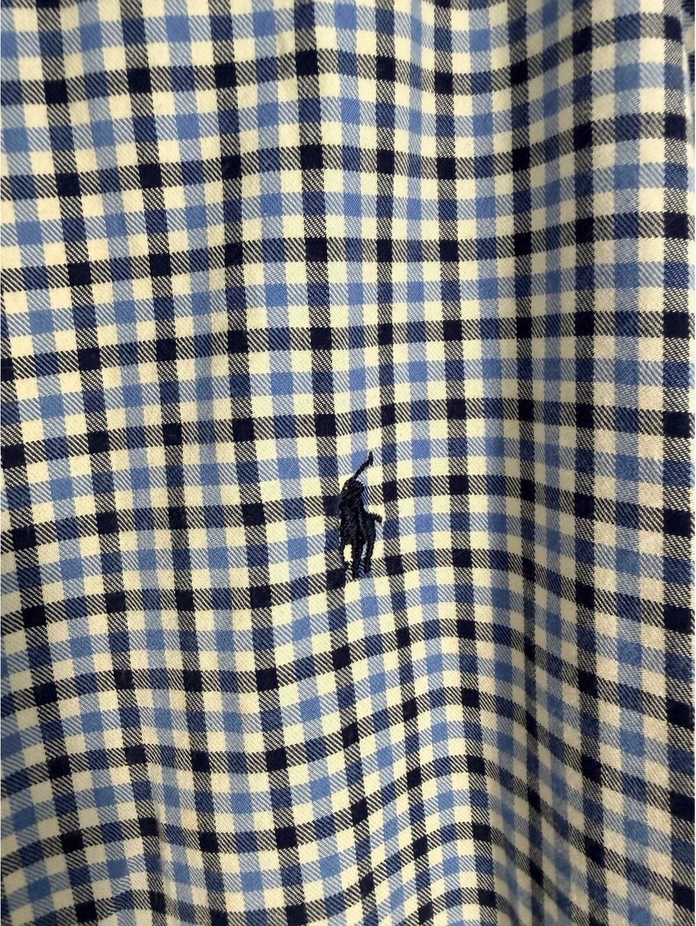 Polo Ralph Lauren Sleepwear Blue Gingham Cotton Robe Bathrobe Shawl Collar S/M